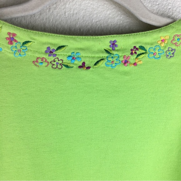 Michael Simon Lite Women's Bright Green Floral Button Front Cardigan Top Size M - Picture 7 of 15